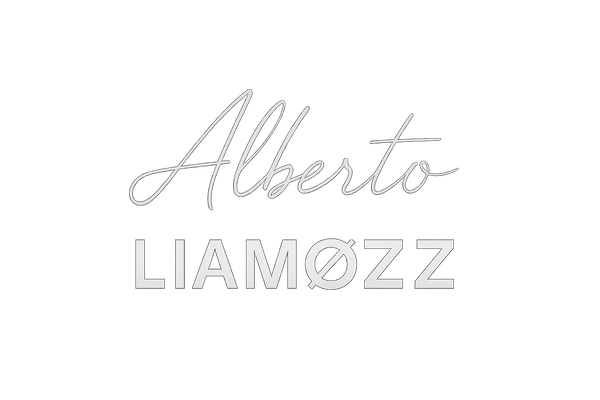 generar mi logo Alberto en forma de firma muy fina y LIAMØZZ en arial color blanco 